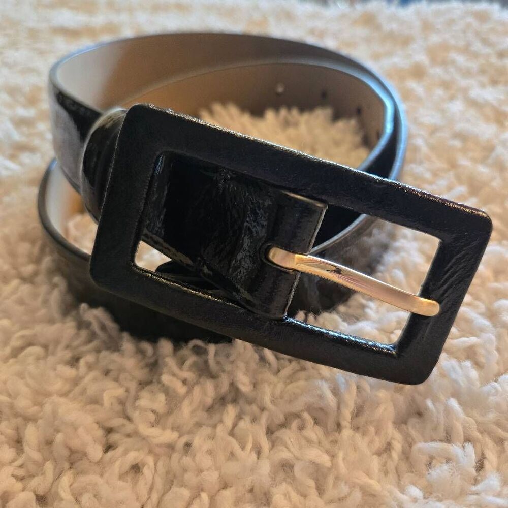 Talbots Black Patent Leather Belt Small
